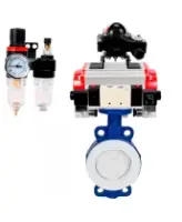 Затвор дисковый поворотный DN.ru WBV3434Pf-2W-Fb-R Ду250 Ру16 корпус - углеродистая сталь WCB, диск - углеродистая сталь WCB, футерованный PTFE, PTFE, с пневмоприводом PA-DA-130, пневмораспределителем 4V320-08 AC220V, БКВ APL-210N и БПВ AFC2000
