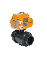 Кран шаровой DN.ru BV4242E-FP-GRM-ISO Дн50 Ру10 полнопроходной, корпус - НПВХ, шар - НПВХ, уплотнение - EPDM, с электроприводом DN.ru QT-N-005EM-O1-380VAC-У1 HARK