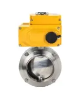 Затвор дисковый поворотный DN.ru WBV3131E-2W-W-H Ду15 Ру10 под приварку, пищевая нержавеющая сталь 304, уплотнение - EPDM, с электроприводом DN.ru QT-N-005EM-A1-220VAC-У1 DAR (4-20мА)