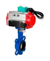 Затвор дисковый поворотный DN.ru WBV1413E-2W-Fb-H Ду100 Ру16 корпус - чугун GGG50, диск - чугун GGG40, уплотнение - EPDM, с пневмоприводом PA-DA-083, пневмораспределителем 4M310-08 AC220V и магнитным переключателем ALS200D