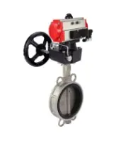 Затвор дисковый поворотный DN.ru WBV3232V-2W-Fb-H Ду80 Ру16, корпус - нержавеющая сталь 316L, диск - нержавеющая сталь 316L, уплотнение - Viton, с пневмоприводом PA-DA-083, пневмораспределителем 4M320-10 AC220V, ручным дублером MON2-450-T28-ISO