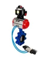 Затвор дисковый поворотный DN.ru WBV1616E-2W-Fb-H Ду100 Ру16 LUG, корпус - чугун QT450, диск - чугун QT450, уплотнение - EPDM, с пневмоприводом PA-DA-083, пневмораспределителем 4M320-08 AC220V и БКВ APL-510N EX