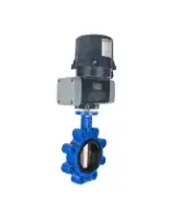 Затвор дисковый поворотный DN.ru WBV1616E-2W-Fb-H Ду100 Ру16 LUG межфланцевый, корпус - чугун QT450, диск - чугун QT450, уплотнение - EPDM, с электроприводом четвертьоборотным DN.ru QTSA-N-014EM-O0-220VAC с пружинным возвратом