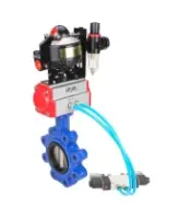 Затвор дисковый поворотный DN.ru WBV1616E-2W-Fb-H Ду100 Ру16 LUG, корпус - чугун QT450, диск - чугун QT450, уплотнение - EPDM, с пневмоприводом PA-DA-083, пневмораспределителем 4M320-08 AC220V, БКВ APL-510N EX и БПВ AFC2000