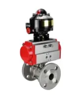 Кран шаровой DN.ru BV3131P(3pc)-FP-F-ISO-H Ду100 Ру16 полнопроходной трехсоставной, фланцевый, нержавеющая сталь 304, уплотнение - PTFE, 22х22, F10, WDVF, с пневмоприводом DN.ru PA-SA-140 и БКВ APL-510N EX