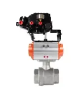 Кран шаровой DN.ru BV3232P(2pc)-FP-T-ISO-H Ду100 Ру40 полнопроходной, внутренняя резьба, нержавеющая сталь 316, уплотнение - PTFE, с пневмоприводом PA-DA-083, электропневматическим поворотным позиционером YT-1000RSN без обратной связи