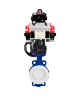 Затвор дисковый поворотный DN.ru WBV3434Pf-2W-Fb-R Ду250 Ру16 корпус - углеродистая сталь WCB, диск - углеродистая сталь WCB, футерованный PTFE, уплотнение - PTFE, с PA-DA-130, пневмораспределителем 4V320-08 AC220V, БКВ APL-410N EX и MON3-700-T38-ISO