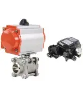 Кран шаровой DN.ru BV3232P(3pc)-FP-W-ISO-H Ду80 Ру25 полнопроходной двухходовой, корпус - нерж.сталь SS316, под приварку, уплотнение - PTFE, с пневмоприводом PA-DA-105 двойного действия и поворотным позиционером YT-1000RSN без обратной связи