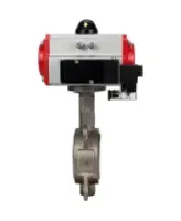 Затвор дисковый поворотный DN.ru WBV3131P-2W-Fb-R Ду250 Ру16, корпус - нержавеющая сталь 304, диск - нержавеющая сталь 304, уплотнение - PTFE, с пневмоприводом DN.ru PA-DA-160 и пневмораспределителем DN.ru 4M310-08 AC220V