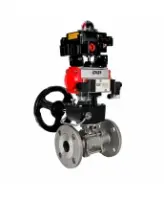 Кран шаровой DN.ru BV3131P(3pc)-FP-F-ISO-H Ду100 Ру16 полнопроходной, фланцевый, корпус - нержавеющая сталь 304, PTFE, 22х22, WDVF, с пневмоприводом PA-DA-105, пневмораспределителем 4M320-08 AC220V, БКВ APL-410N EX и ручным дублером MON3-700-T38-ISO
