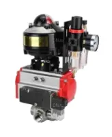 Кран шаровой DN.ru BV3232P(4pc)-SP-3WL-T-ISO-H 1/2″ Ду15 Ру63 стандартнопроходной трехходовой L-тип, нержавеющая сталь SS316, внутренняя резьба, уплотнение - PTFE, пн.привод DN.ru PA-DA-052 пн.распределитель 4M310-08 AC220V БПВ AFC2000 БКВ APL-510N-EX