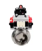 Затвор дисковый поворотный кламповый DN.ru WBV3131S-2W-C-H Ду50 Ру10 корпус - пищевая нержавеющая сталь 304, уплотнение – Silicon, с пневмоприводом DN.ru PA-DA-052, пневмораспределителем DN.ru 4V320-08 AC220V и БКВ DN.ru APL-410N EX
