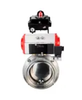 Затвор дисковый поворотный DN.ru WBV3131S-2W-T-H Ду40 Ру10 резьбовой, пищевая нержавеющая сталь 304, уплотнение – Silicon, с пневмоприводом DN.ru PA-SA-065, пневмораспределителем DN.ru 4M310-08 AC220V и БКВ DN.ru APL-410N EX