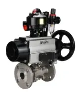 Кран шаровой DN.ru BV3131P(3pc)-FP-F-ISO-H Ду100 Ру16 полнопроходной трехсоставной, фланцевый, нержавеющая сталь 304, уплотнение - PTFE, 22х22, F10, WDVF, пневмопривод PA-DA-105-1, пневмораспределитель 4M310-08 AC220V, БКВ APL-510N EX и БПВ AFC2000