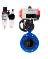 Затвор дисковый поворотный DN.ru WBV1331E-2W-F-H Ду200 Ру16 фланцевый, чугун GGG40, нержавеющая сталь 304, EPDM, с пневмоприводом DN.ru PA-DA-140, пневмораспределителем DN.ru 4M310-08 AC220V, ручным дублером DN.ru MON4-1200-T54-ISO и БПВ DN.ru AFC2000