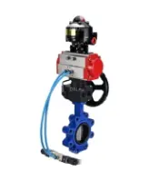 Затвор дисковый поворотный DN.ru WBV1631E-2W-Fb-H Ду125 Ру16 LUG корпус - чугун QT450, диск - нержавеющая сталь 304, EPDM, с пневмоприводом DN.ru PA-DA-105, пневмораспределителем 4V320-08 AC220V, БКВ APL-510N EX и редуктором MON3-700-T38-ISO