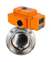 Затвор дисковый поворотный DN.ru WBV3131S-2W-T-H Ду40 Ру10 резьбовой, корпус - пищевая нержавеющая сталь 304, уплотнение - Silicon, с электроприводом QT-N-005EM-B1-220VAC-У1 c датчиком обратной связи и входным управляющим сигналом 0-10В HARK