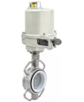 Затвор дисковый поворотный DN.ru WBV3131P-2W-Fb Ду50 Ру16, корпус - нержавеющая сталь 304, диск - нержавеющая сталь 304, уплотнение - PTFE, с электроприводом ГЗ-ОФ-45/11-К 220В