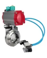 Затвор дисковый поворотный DN.ru WBV3131E-2W-W-H Ду15 Ру10 под приварку, корпус - пищевая нержавеющая сталь 304, уплотнение - EPDM, с пневмоприводом PA-DA-052, пневмораспределителем 4M320-08 AC220V, магнитным переключателем ALS200D