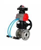 Кран шаровой DN.ru BV3232P(2pc)-FP-F-ISO-H Ду65 Ру16 полнопроходной фланцевый, корпус - нержавеющая сталь SS316, уплотнение - PTFE, с пневмоприводом PA-DA-083, пневмораспределителем 4M320-08 AC220V, БКВ APL-210N и ручным дублером MON2-450-T28-ISO
