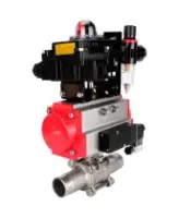 Кран шаровой DN.ru BV3232P(3pc)-FP-W-ISO-H LONG Ду32 Ру40 полнопроходной, корпус - нержавеющая сталь 316, уплотнение - PTFE, под приварку, с пневмоприводом DN.ru PA-SA-083, пневмораспределителем 4M310-08 AC220V, БКВ APL-410N EX и БПВ AFC2000