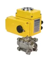 Кран шаровой DN.ru BV3232P(3pc)-FP-W-ISO-H Ду15 Ру63 полнопроходной двухходовой, нержавеющая сталь SS316, под приварку, уплотнение - PTFE, с 1/4-оборотным электроприводом DN.RU QT-N-003EM-O1-220VAC-У1