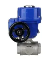 Кран шаровой DN.ru BV3232P(4pc)-SP-3WL-T-ISO-H Ду100 Ру40 стандартнопроходной трехходовой L-тип, нержавеющая сталь SS316, внутренняя резьба, уплотнение - PTFE, с 1/4-оборотным электроприводом DN.ru QT-N-010M-O2-220VAC-У1