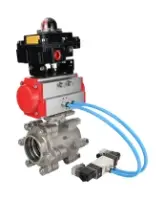 Кран шаровой DN.ru BV3232P(3pc)-FP-SW-ISO-H Ду65 Ру63 полнопроходной, корпус - нержавеющая сталь SS316, под приварку, с пневмоприводом PA-SA-130, пневмораспределителем 4V320-08 AC220V, БКВ APL-410N EX