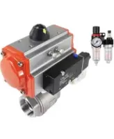 Кран шаровой DN.ru BV3232P(2pc)-FP-T-ISO-H Ду100 Ру40 полнопроходной, внутренняя резьба, нержавеющая сталь 316, уплотнение - PTFE, с пневмоприводом PA-SA-130, пневмораспределителем 4M310-08 AC220V, БПВ AFC2000