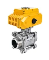 Кран шаровой DN.ru BV3232P(3pc)-FP-W-ISO-H WDVF Ду50 Ру40 полнопроходной, трехсоставной, корпус - нержавеющая сталь 316, уплотнение - PTFE, под приварку, с электроприводом DN.ru QT-N-008EM-O1-220VAC-У1