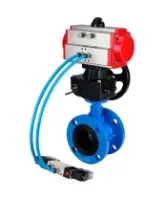 Затвор дисковый поворотный DN.ru WBV1313E-2W-F-H Ду100 Ру16, корпус - чугун GGG40, диск - чугун GGG40, уплотнение - EPDM, с пневмоприводом PA-DA-105, пневмораспределителем 4M320-08 AC220V и ручным дублером MON1-250-T26-ISO