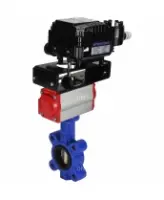 Затвор дисковый поворотный DN.ru WBV1616E-2W-Fb-H Ду100 Ру16 LUG корпус - чугун QT450, диск - чугун QT450, уплотнение - EPDM, с пневмоприводом DN.ru PA-DA-083 и позиционером YT-1000RSN без обратной связи