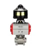 Кран шаровой DN.ru BV3232P(3pc)-FP-W-ISO-H Ду25 Ру63 полнопроходной двухходовой, нержавеющая сталь SS316, под приварку, уплотнение - PTFE, с пневмоприводом DN.ru PA-DA-52 и БКВ APL-510N-EX