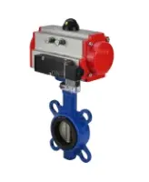Затвор дисковый поворотный DN.ru WBV1132N-2W-Fb-H Ду125 Ру16, корпус - чугун GG25, диск - нержавеющая сталь 316L, уплотнение - NBR, с пневмоприводом DN.ru PA-SA-140 с возвратными пружинами, пневмораспределителем 4M310-08 AC220V