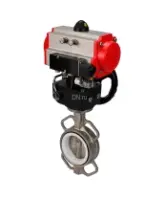 Затвор дисковый поворотный DN.ru WBV3131P-2W-Fb-H Ду80 Ру16, корпус - нержавеющая сталь 304, диск - нержавеющая сталь 304, уплотнение - PTFE, с пневмоприводом PA-DA-083, пневмораспределителем 4M320-08 AC220V и ручным дублером MON2-450-T28-ISO