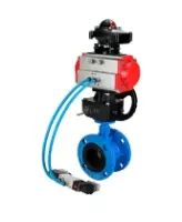 Затвор дисковый поворотный DN.ru WBV1313E-2W-F-H Ду100 Ру16, корпус - чугун GGG40, диск - чугун GGG40, уплотнение - EPDM, с пневмоприводом PA-DA-105, пневмораспределителем 4M320-08 AC220V, ручным дублером MON1-250-T26-ISO и БКВ APL-210N