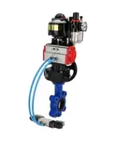 Затвор дисковый поворотный DN.ru WBV1616E-2W-Fb-H Ду125 Ру16 LUG корпус - чугун QT450, диск - чугун QT450, EPDM, с пневмоприводом DN.ru PA-DA-105, пневмораспределителем 4V320-08 AC220V, БКВ APL-510N EX, редуктором MON3-700-T38-ISO и БПВ AFC2000