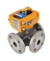 Кран шаровой DN.ru BV3232P(4pc)-FP-3WL-F-ISO-H Ду65 Ру16 полнопроходной трехходовой, нержавеющая сталь SS316, фланцевый, уплотнение - PTFE, с электроприводом 3/4-оборотным DN.ru E34-N-010EM-O1-220VAC-У1 220В