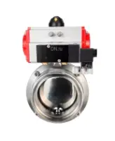 Затвор дисковый поворотный DN.ru WBV3131S-2W-T-H Ду40 Ру10 резьбовой, пищевая нержавеющая сталь 304, уплотнение – Silicon, с пневмоприводом DN.ru PA-SA-065 и пневмораспределителем DN.ru 4M310-08 AC220V