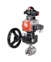 Кран шаровой DN.ru BV3232P(2pc)-FP-T-ISO-H Ду100 Ру40 полнопроходной, внутренняя резьба, нержавеющая сталь 316, уплотнение - PTFE, с пневмоприводом PA-DA-083, пневмораспределителем 4M310-08 AC220V, БКВ APL-410N EX, ручным дублером MON2-450-T28-ISO