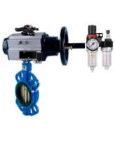 Затвор дисковый поворотный DN.ru WBV1132N-2W-Fb-H Ду125 Ру16 чугун GG25, диск - нержавеющая сталь 316L, NBR, с пневмоприводом DN.ru PA-DA-105-1 двойного действия, с пневмораспределителем 4V320-10 AC220V, с БКВ APL-210N, с БПВ AFC2000