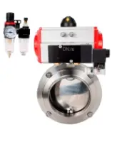 Затвор дисковый поворотный DN.ru WBV3131S-2W-W-H Ду80 Ру10 под приварку, пищевая нержавеющая сталь 304, уплотнение – Silicon, с пневмоприводом DN.ru PA-DA-065, пневмораспределителем DN.ru 4M310-08 AC220V и БПВ DN.ru AFC2000