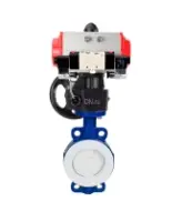 Затвор дисковый поворотный DN.ru WBV3434Pf-2W-Fb-R Ду250 Ру16 корпус - углеродистая сталь WCB, диск - углеродистая сталь WCB, футерованный PTFE, уплотнение - PTFE, с PA-DA-130, пневмораспределителем 4V320-08 AC220V и ручным дублером MON3-700-T38-ISO