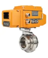 Затвор дисковый поворотный DN.ru WBV3131S-2W-T-H Ду40 Ру10 резьбовой, корпус - пищевая нержавеющая сталь 304, уплотнение - Silicon, с электроприводом QT-N-005EM-A1-220VAC-У1 c датчиком обратной связи и входным управляющим сигналом 4-20мА HARK