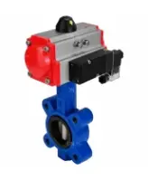 Затвор дисковый поворотный DN.ru WBV1631E-2W-Fb-H Ду100 Ру16 LUG корпус - чугун QT450, диск - нержавеющая сталь 304, уплотнение - EPDM, с пневмоприводом DN.ru PA-DA-083 и пневмораспределителем 4M310-08 AC220V