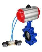 Затвор дисковый поворотный DN.ru WBV1616E-2W-Fb-H Ду100 Ру16 LUG корпус - чугун QT450, диск - чугун QT450, уплотнение - EPDM, с пневмоприводом DN.ru PA-DA-083 и пневмораспределителем 4V320-08 AC220V