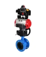Затвор дисковый поворотный DN.ru WBV1313E-2W-F-H Ду100 Ру16 фланцевый, корпус - чугун GGG40, диск - чугун GGG40, EPDM, с пневмоприводом DN.ru PA-DA-105, пневмораспределителем 4M310-08 AC220V, БКВ APL-410N EX и ручным дублером MON1-250-T26-ISO