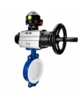 Затвор дисковый поворотный DN.ru WBV3434Pf-2W-Fb-R Ду200 Ру16, корпус - углеродистая сталь WCB, диск - углеродистая сталь WCB, футерованный PTFE, уплотнение - PTFE, с пневмоприводом PA-DA-105-1 и БКВ APL-510N EX