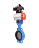 Затвор дисковый поворотный DN.ru WBV1132N-2W-Fb-H Ду125 Ру16, корпус - чугун GG25, диск - нержавеющая сталь 316L, уплотнение - NBR, с пневмоприводом DN.ru PA-SA-140 с возвратными пружинами, с БКВ APL-210N