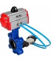 Затвор дисковый поворотный DN.ru WBV1631E-2W-Fb-H Ду100 Ру16 LUG, корпус - чугун QT450, диск - нержавеющая сталь 304, уплотнение - EPDM, с пневмоприводом PA-SA-130 и пневмораспределителем 4M320-08 AC220V